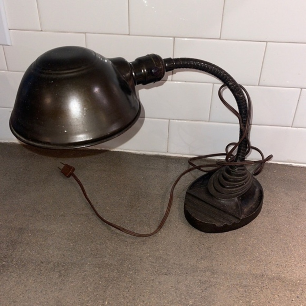 Vintage Art Deco Eagle Gooseneck Desk Lamp Cast Steel